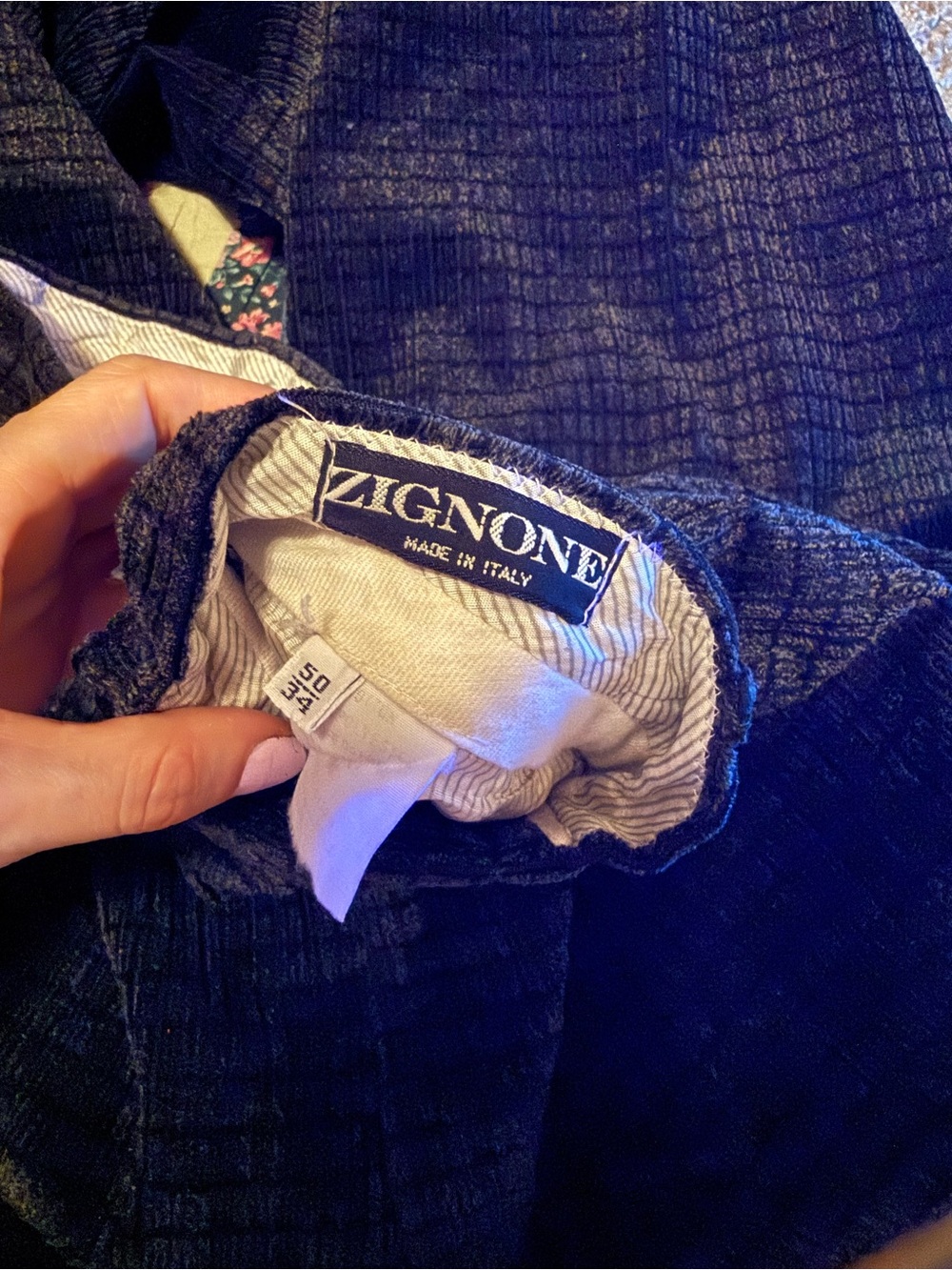 Zignone Designer crushed Velvet Dress Pants Made in Italy 50/34
